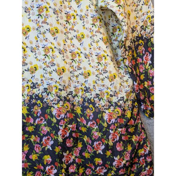 Sundance Tunic Top Silk Boho Floral Yellow Womens Small Flowy Lagenlook Beach - Picture 7 of 14